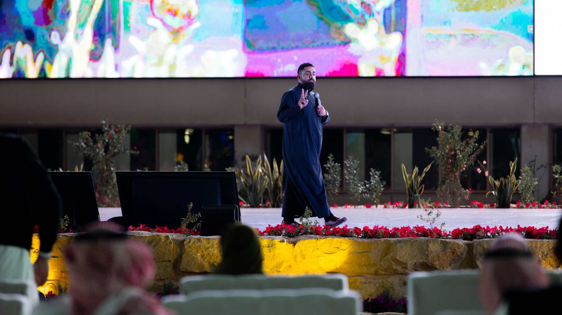 Wael Altorabi addressing an audience at a startup event